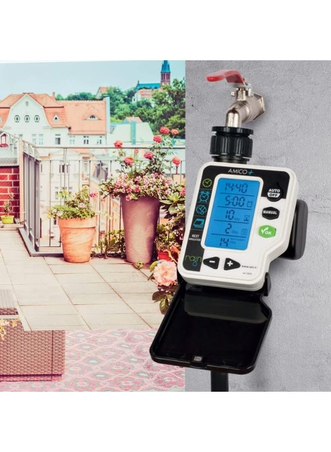 رين مؤقت صنبور مياه أوتوماتيكي Rain Amico+ ذو محطة واحدة، مؤقت صنبور ري يعمل بالبطارية، Rain Amico+ صنع في إيطاليا - Image 2